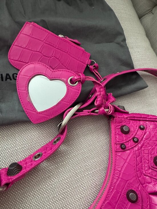 🔥 Balenciaga Le Cagole XS Croc Embossed Shoulder Bag – Hot Pink – BNWT 🔥 - Picture 16 of 16